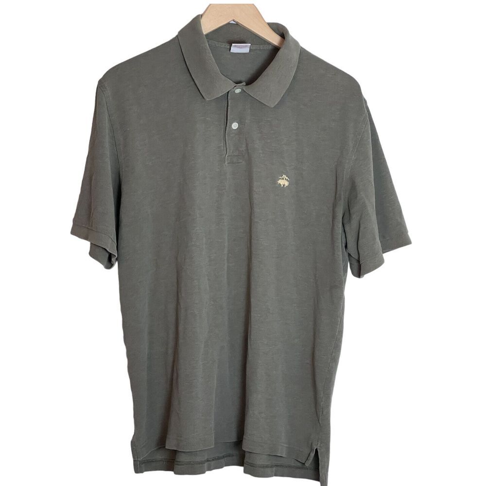 Brooks Brothers Original Fit‎ Polo Golf Shirt Green Golden Fleece Size La…